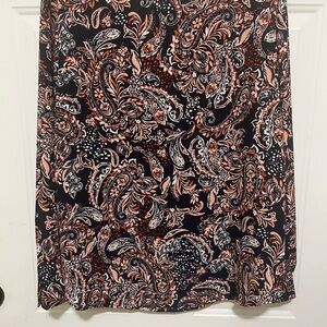 Paisley Print Navy and Peach Blouse
